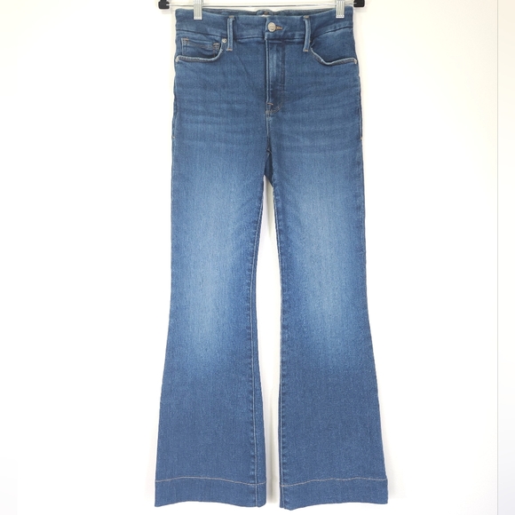 Good American Denim - Good American good legs flare jeans medium dark blue wash high rise stretch 4/27